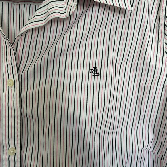 Lauren Ralph Lauren Non Iron Button Shirt Pink Stripe Size 2X 100% Cotton - Picture 3 of 6